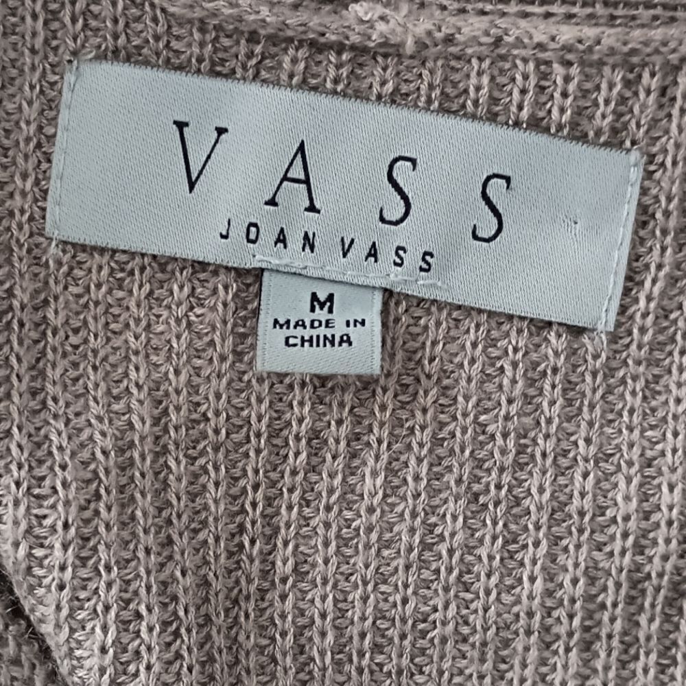 Joan Vass Cashmere Cozy Sweater M Relaxed Gray Bell Sleeves V Neck Quiet Luxury - Picture 10 of 16